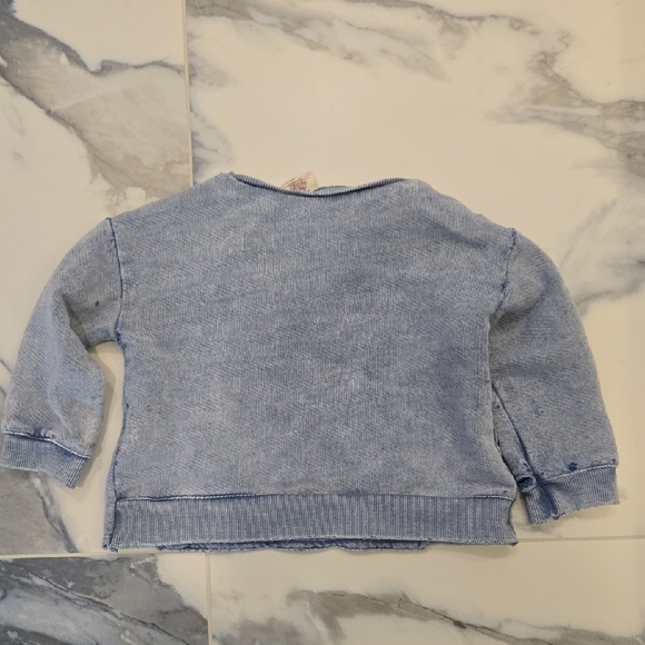 Zara Distressed Light Blue Sweatshirt with Pink Panther, GUC, Fashion Trend - Picture 7 of 8